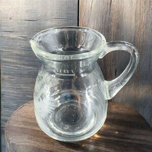 Vintage Clear Crystal Glass Small Pitcher Creamer With Etched Bird Chicken VTG